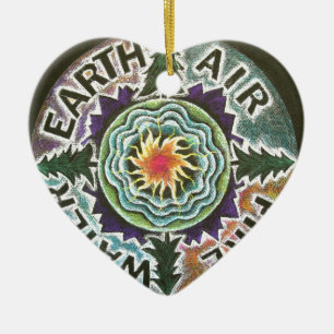 Four Elements Sun Mandala Ceramic Tree Decoration