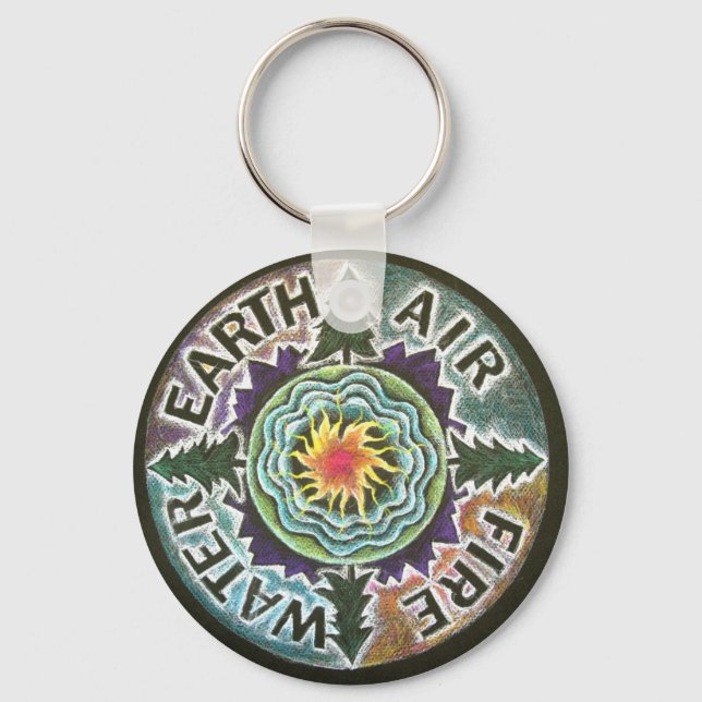 Four Elements Sun Mandala Key Ring (Front)