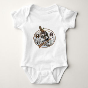 FOUR ENGLISH SPRINGER SPANIEL IN SNOW My Dog Hunts Baby Bodysuit