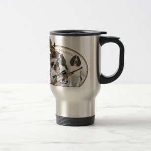 FOUR ENGLISH SPRINGER SPANIEL IN SNOW My Dog Hunts Travel Mug
