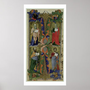 Four Evangelists, 14th century (vellum) Poster