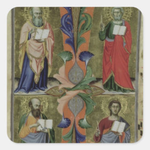 Four Evangelists, 14th century (vellum) Square Sticker
