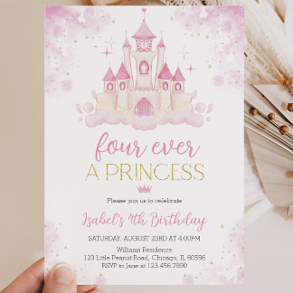Four ever a Princess 4th Birthday Invitation