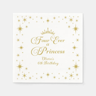 Four Ever a Princess Gold Princess 4th Birthday Napkin