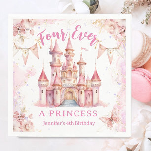 Four Ever A Princess Pink Castle Girl 4th Birthday Napkin
