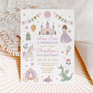 Four Ever a Princess: Royal Fairytale 4th Birthday Invitation
