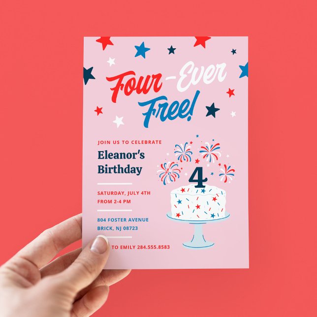 Four-Ever Free 4th Birthday Party Invitation (Creator Uploaded)