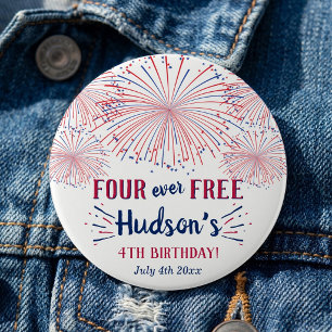 Four Ever Free! 4th Of July 4th Birthday Party 3 Cm Round Badge