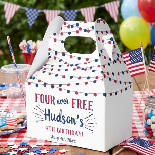 Four Ever Free! 4th Of July 4th Birthday Party Favour Box