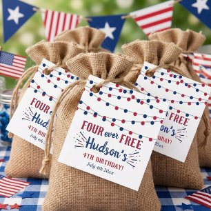 Four Ever Free! 4th Of July 4th Birthday Party Favour Tags