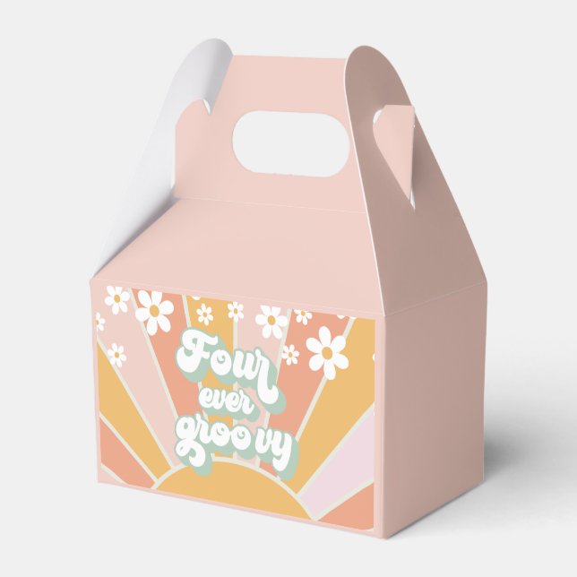 Four Ever Groovy Retro Sunshine Daisy  Favour Box (Front Side)