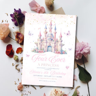 Four Ever Princess Birthday Fairytale Castle Girls Invitation