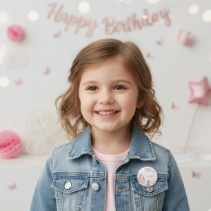 Four Ever Princess Castle Unicorn 4th Birthday  6 Cm Round Badge