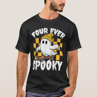 Four Ever Spooky 4th Birthday Skateboarding Hallow T-Shirt
