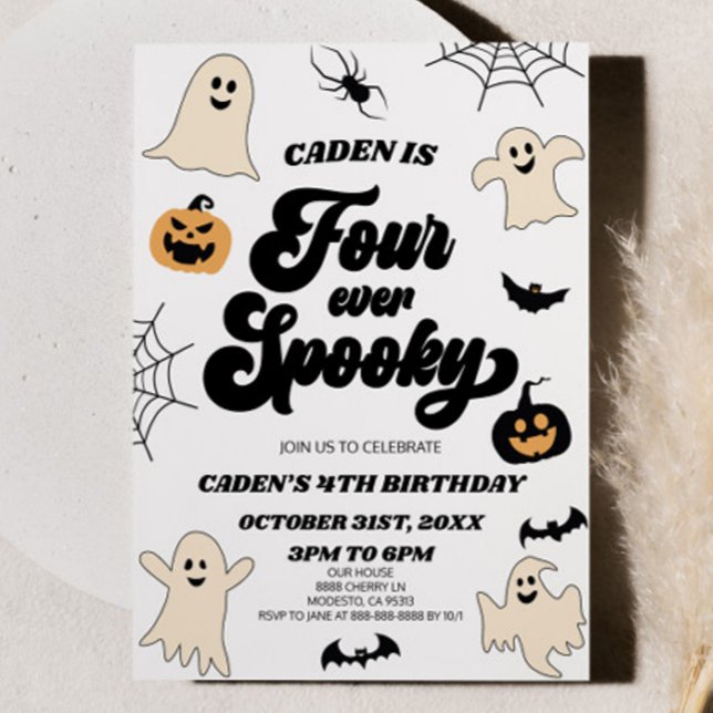 Four Ever Spooky Fourth 4th Birthday Party Invitation (Creator Uploaded)