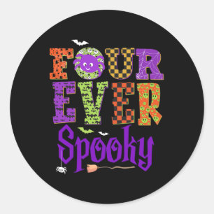 Four Ever Spooky Ghost Halloween 4th Birthday Part Classic Round Sticker