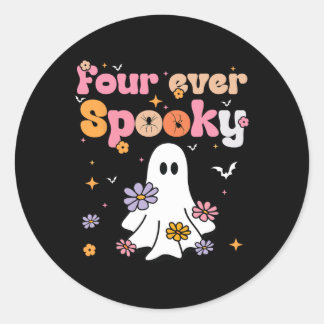 Four Ever Spooky Ghost Halloween 4th Birthday Part Classic Round Sticker