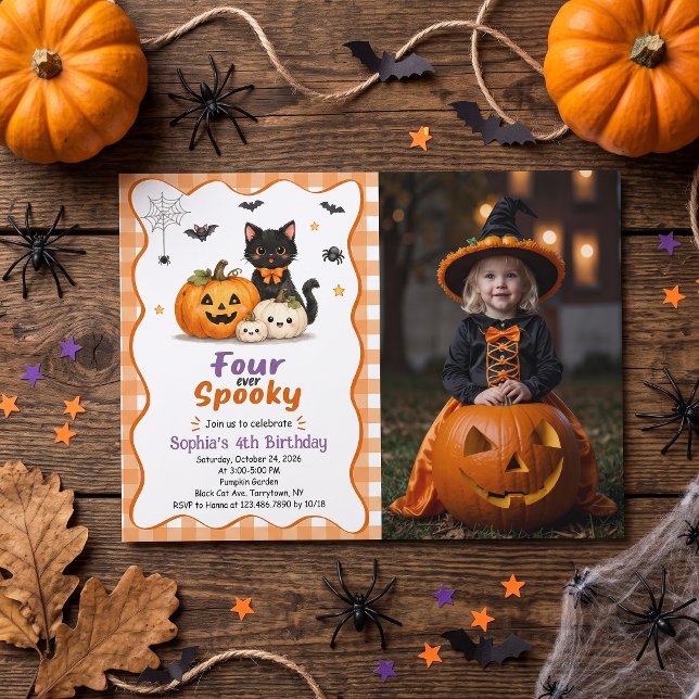 Four-ever Spooky Halloween 4th Birthday Invitation (Creator Uploaded)