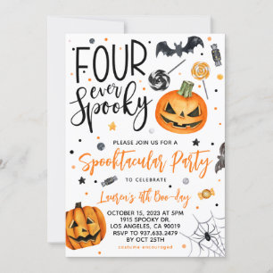 Four Ever Spooky Halloween Birthday Invitation