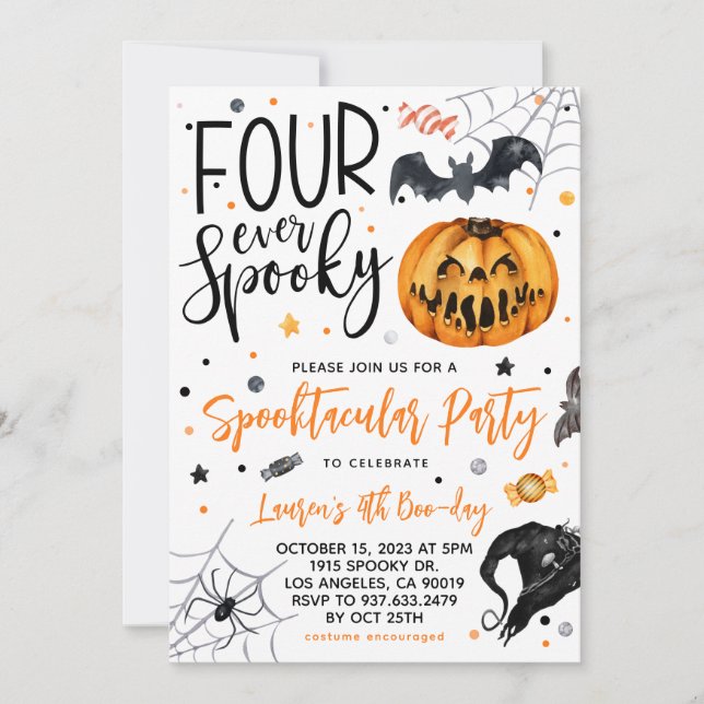 Four Ever Spooky Halloween Birthday Invitation (Front)