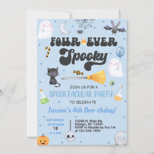 four-ever spooky Halloween boy 4th birthday invite