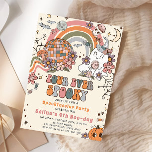 Four Ever Spooky Retro Ghost Halloween Birthday Invitation