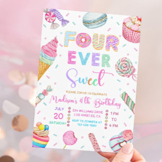 Four Ever Sweet Birthday Invitation, Candy Sweet  Invitation