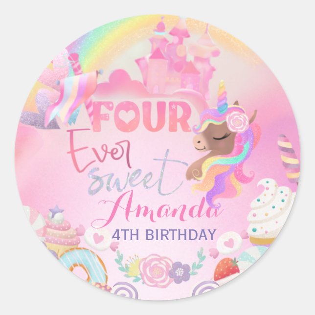 four ever sweet classic round sticker (Front)