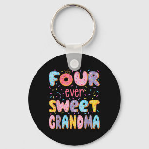 Four Ever Sweet Grandma 4th Birthday Girl Doughnut Key Ring