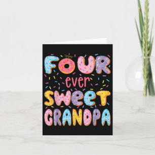 Four Ever Sweet Grandpa 4th Birthday Girl Doughnut Card