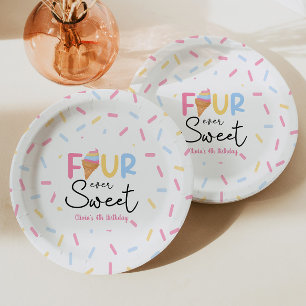Four Ever Sweet Ice Cream 4th Birthday Party Paper Plate