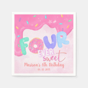 four ever sweet Pink Frosting Girl's Birthday Napkin