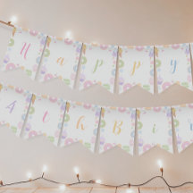 Four Ever Sweet Theme Girl 4th Birthday Banner