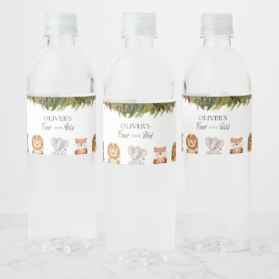 Four ever wild 4th birthday water bottle label
