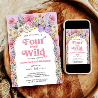Four Ever Wild Butterfly Wildflower 4th Birthday