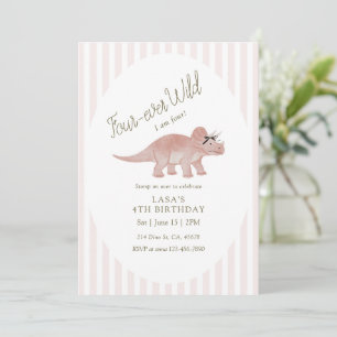 Four-ever Wild Dinosaur Birthday Invitation