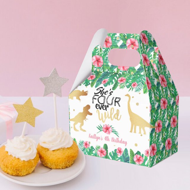 Four Ever Wild Dinosaur Girls 4th Birthday Favour Box (Creator Uploaded)