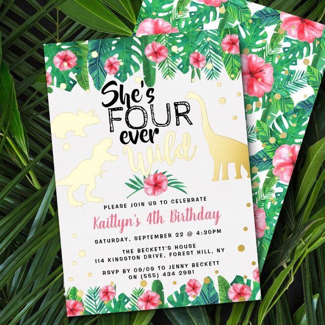 Four Ever Wild Dinosaur Girls 4th Birthday Real (Creator Uploaded)