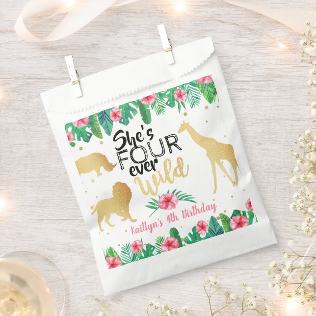 Four Ever Wild Girls 4th Birthday Party Favour Bags (Clipped)
