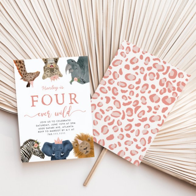 Four Ever Wild Girls Birthday Invitation (Creator Uploaded)