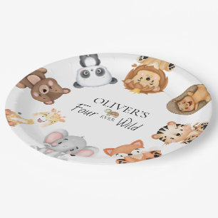 Four ever wild safari 4th birthday paper plate