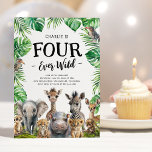 Four Ever Wild Safari 4th Birthday Party Invitation<br><div class="desc">Jungle-themed birthday parties are a growing trend, as parents look for exciting and memorable ways to celebrate their children. For adventurous parents looking to give their little explorer a once-in-a-lifetime experience, rainforest jungle themed 4th birthday parties have quickly become the perfect way to make their child’s special day even more...</div>