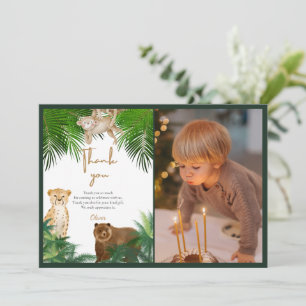 Four ever wild safari 4th birthday thank you card