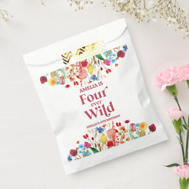 Four Ever Wild Wildflower 4th Birthday Party Favour Bags (Sealed)