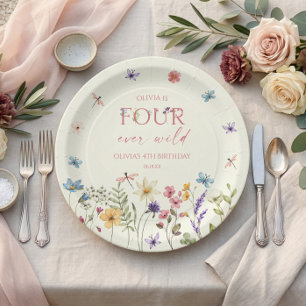 Four Ever Wild Wildflower 4th Birthday Party Paper Plate
