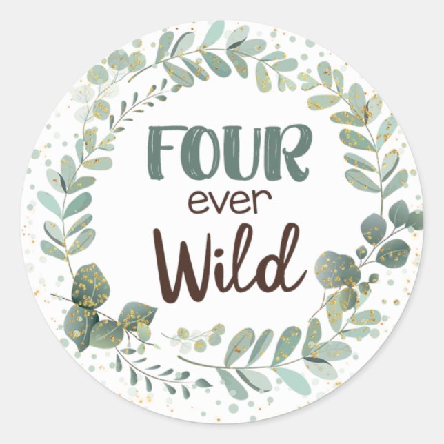Four Ever Wild Woodland Animals Classic Round Sticker (Front)