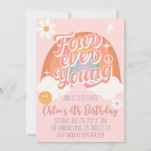 Four Ever Young Rainbow Invitation