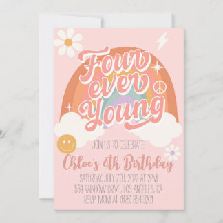 Four Ever Young Rainbow Invitation
