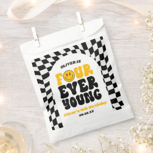 Four Ever Young Retro Fourth 4th Birthday Party Favour Bags