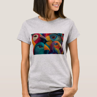 Four exotic coloured and patterned birds T-Shirt